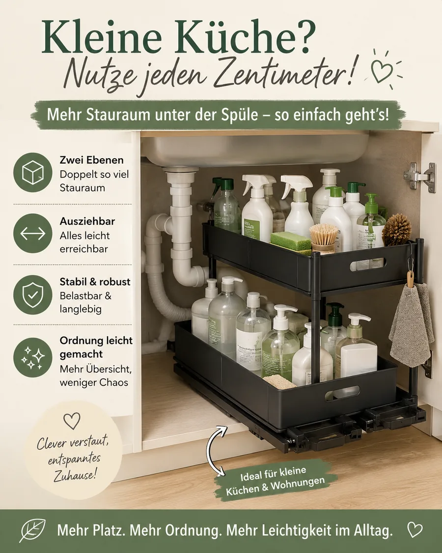 Zweistufiger Organizer unter der Küchenspüle
